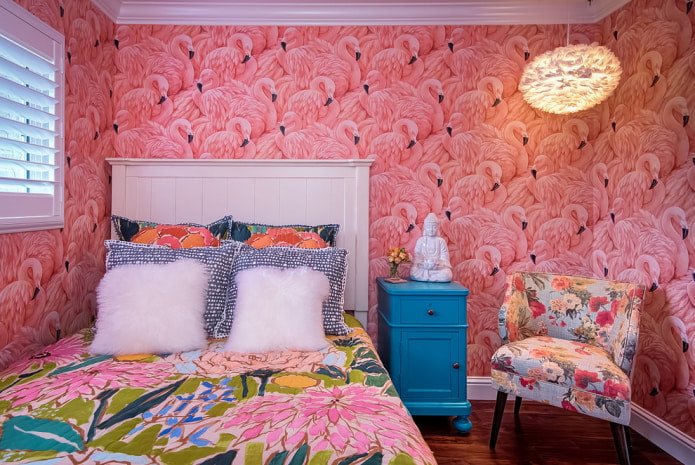 flamingos em papel de parede
