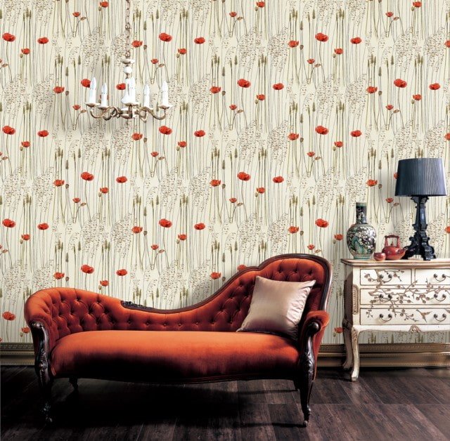 papel de parede com papoulas no interior
