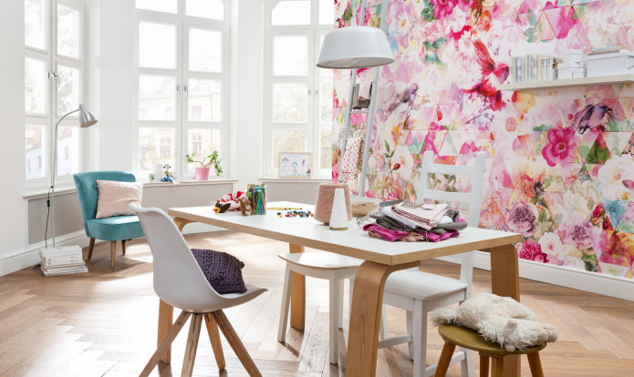 papel de parede floral estilo moderno