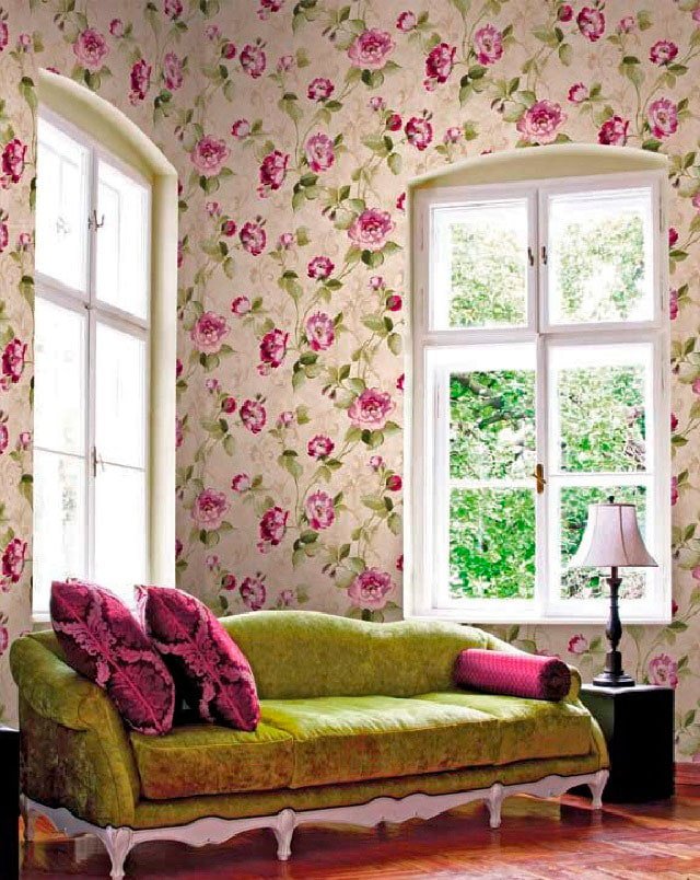 papel de parede com peônias no interior