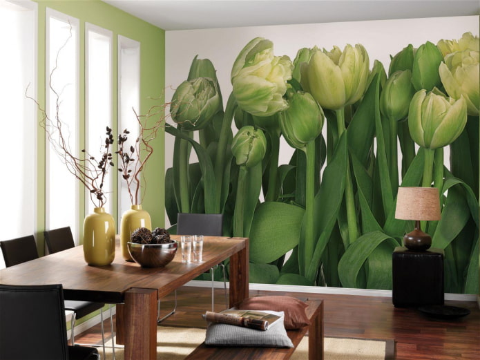 papel de parede fotográfico com uma imagem de tulipas