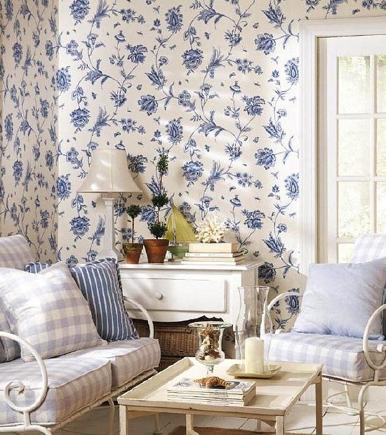 Papel de parede floral estilo provençal