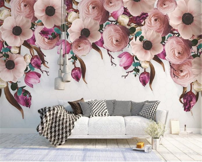 papel de parede fotográfico com flores