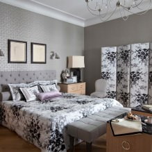 Papel de parede cinza: combinações, design, escolha de móveis e cortinas, 101 fotos no interior - 32