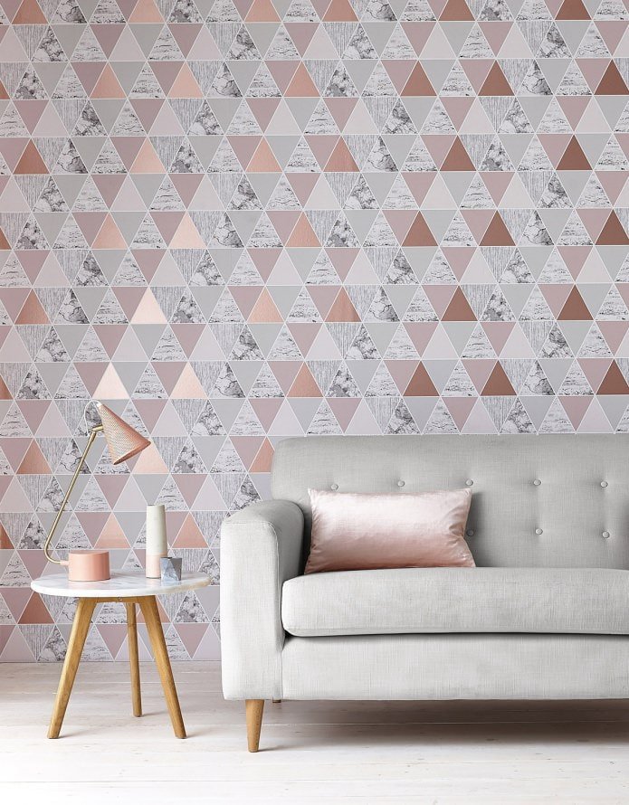 Papel de parede cinza e rosa