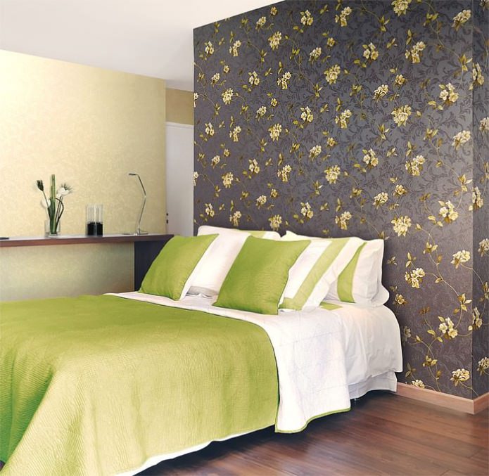 Papel de parede floral cinza-esverdeado