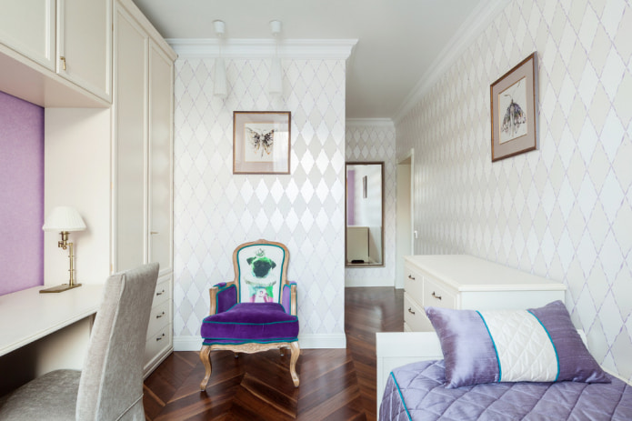 papel de parede branco com ornamento