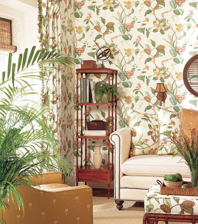 Papel de parede com ornamento floral