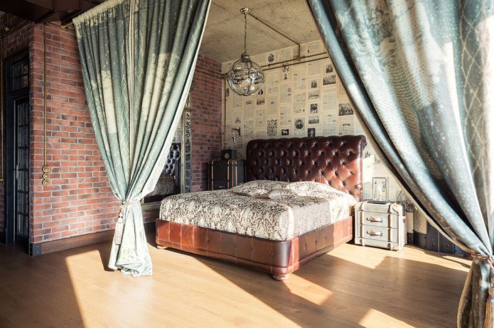 esquema de cores do quarto em estilo industrial