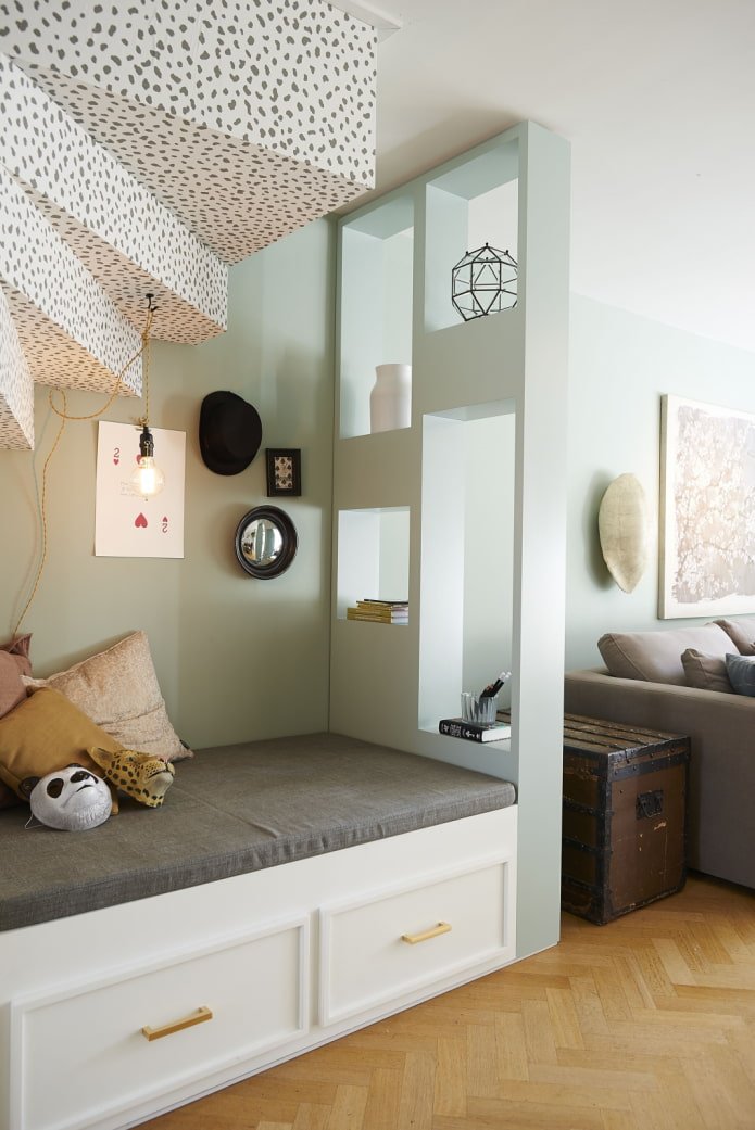 zoneamento de um apartamento de um cômodo