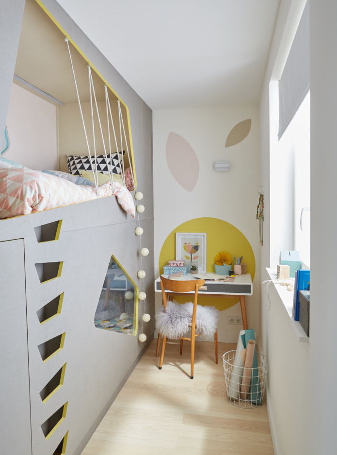 quarto infantil em um nicho em um apartamento de um cômodo
