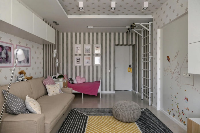 quarto infantil na sala de estar
