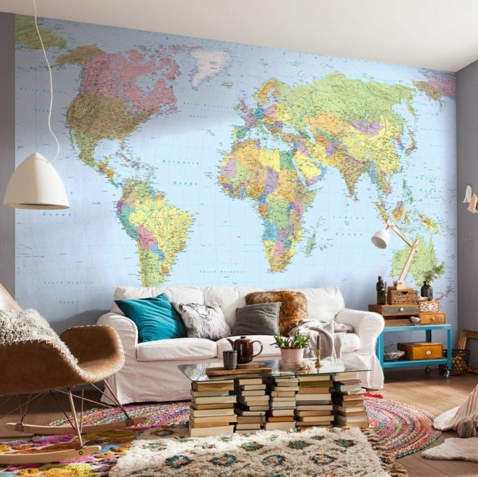 papel de parede fotográfico com mapa-múndi