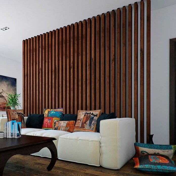parede decorativa feita de ripas