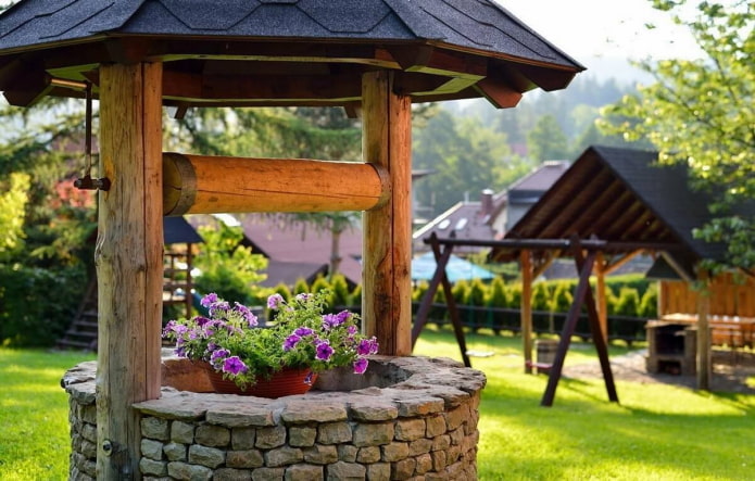 decoração de poço com flores