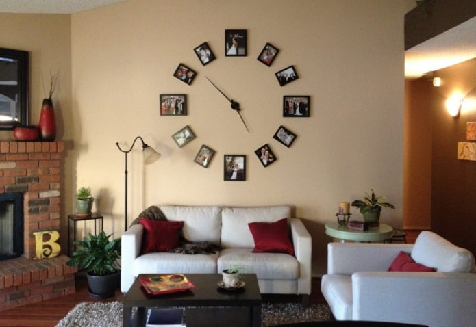 fotos em forma de relógio no interior