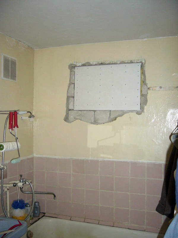 Janela coberta com gesso cartonado