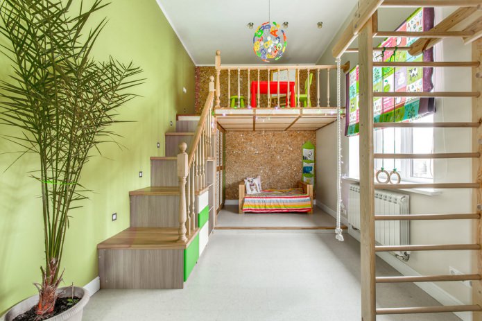 quarto infantil na cor marrom-oliva
