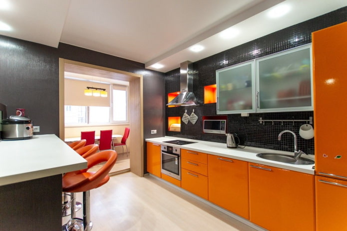 decoração de cozinha em tons de laranja