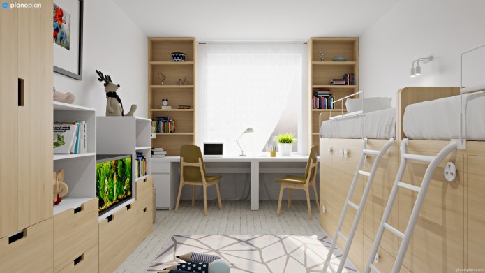 quarto infantil com espaço de trabalho