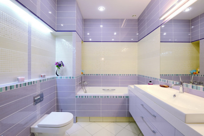 azulejos de lavanda em o banheiro