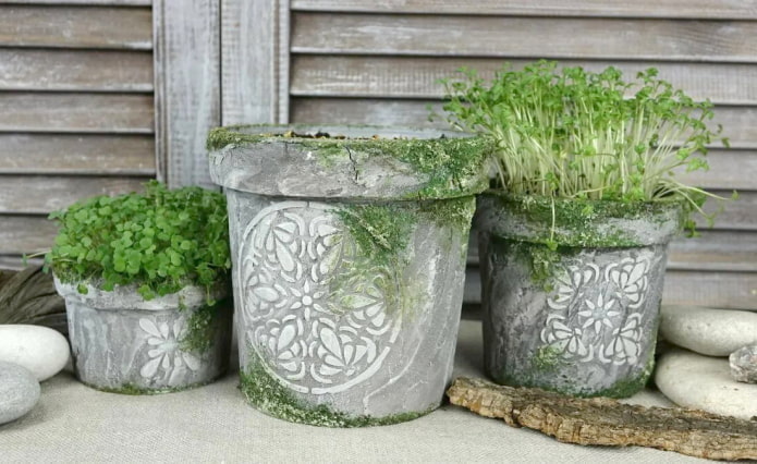 Vaso de concreto pintado