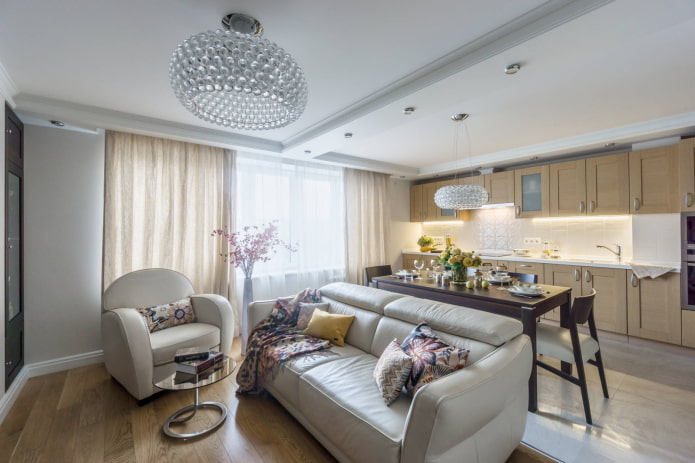 Sala de estar com cozinha
