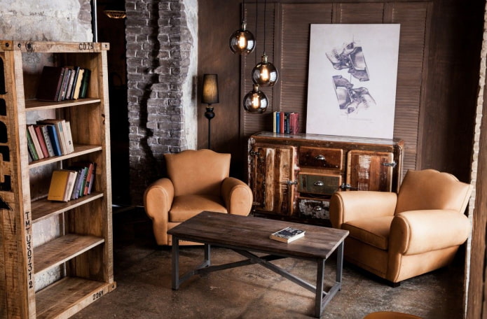 Lâmpadas Edison no interior em estilo loft