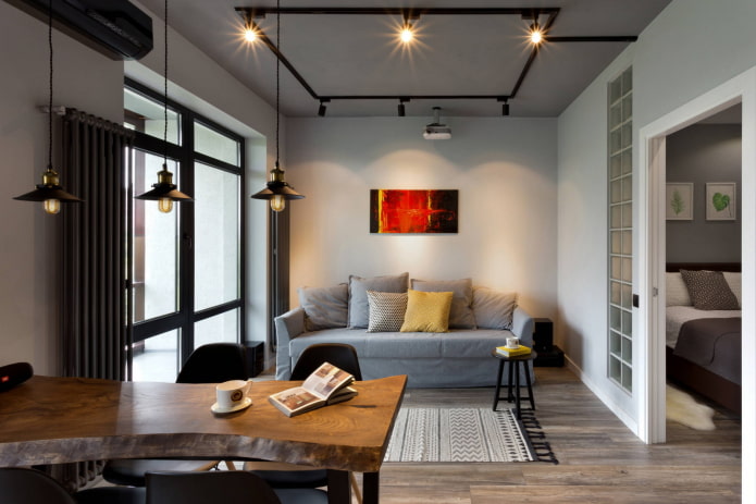 Iluminação interna em estilo industrial