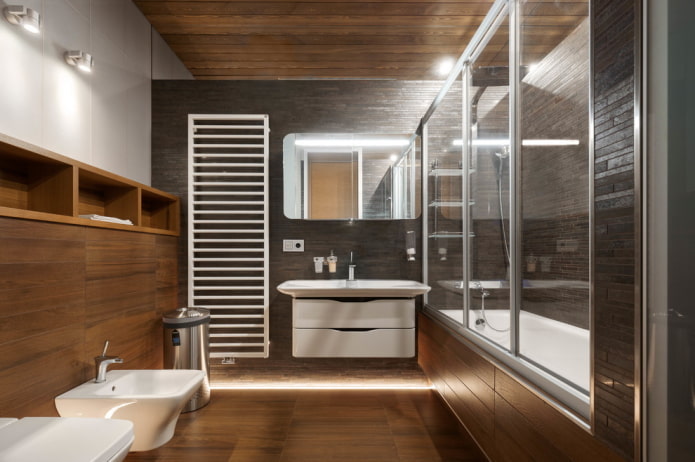 iluminação no interior de um banheiro em estilo moderno