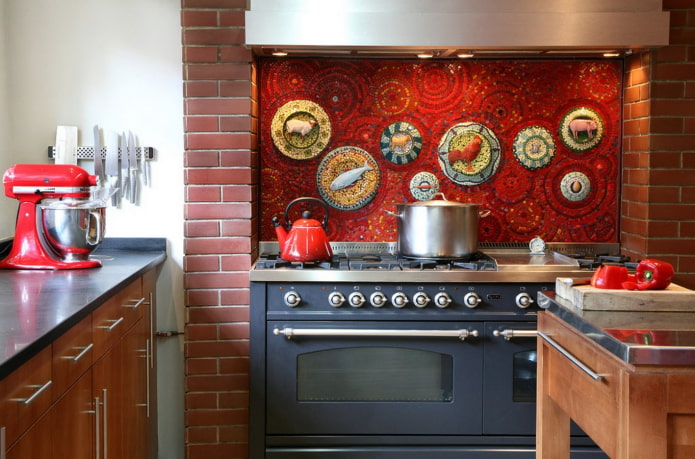 painel acima do fogão no interior da cozinha