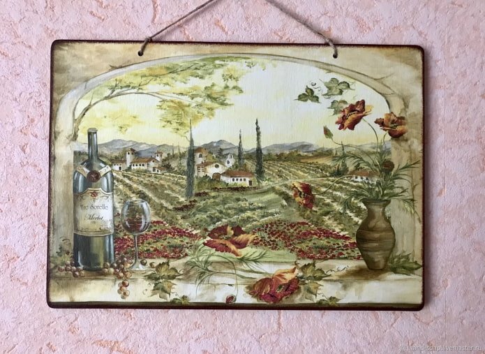 painel de cozinha na técnica de decoupage