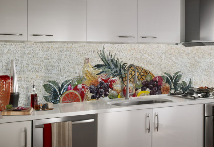 painel no avental da cozinha no interior