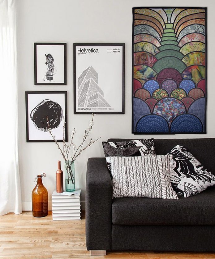 painel de patchwork de parede no interior