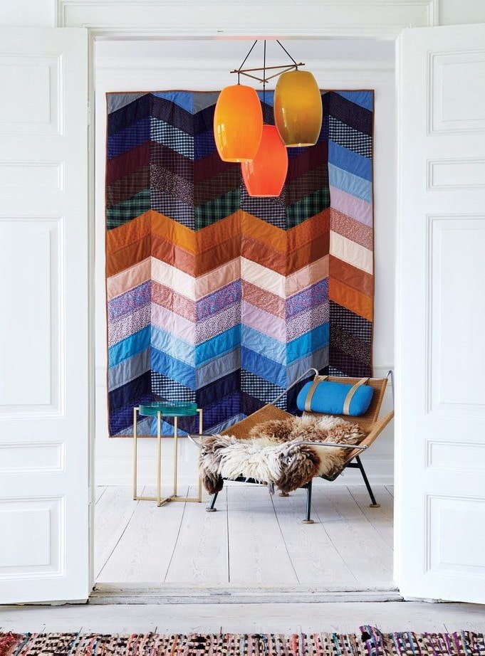 painel de parede patchwork no interior