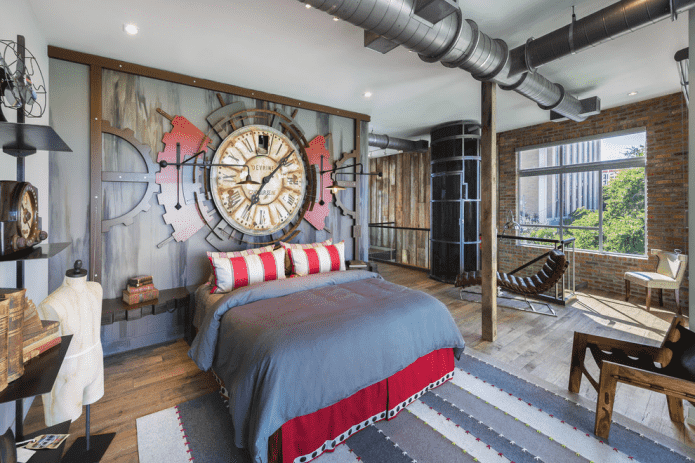 painel de parede no interior no estilo steampunk