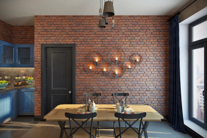 painel de parede no interior em estilo loft