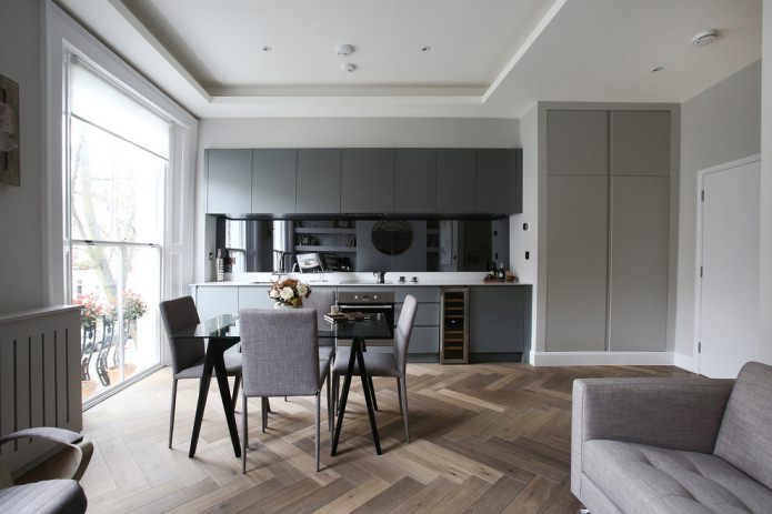 parquet espinha de peixe na cozinha