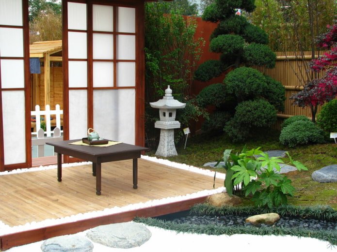 Pátio em estilo japonês