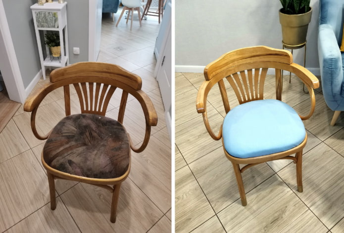 Cadeira antes e depois