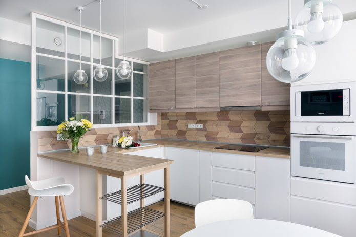divisória de gesso cartonado no interior da cozinha