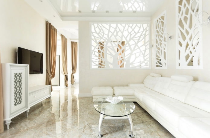 divisória de gesso cartonado no interior da sala de estar