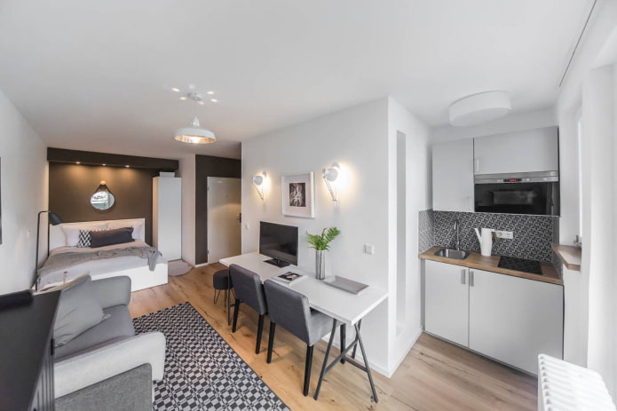 reforma de um apartamento de um cômodo em um edifício Khrushchev