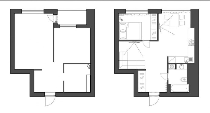 reforma de um apartamento de um cômodo em um edifício Khrushchev