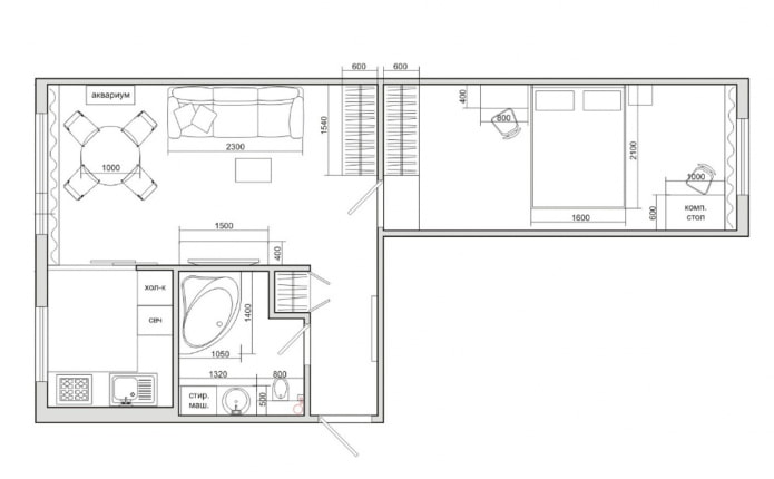 redesenvolvimento de um apartamento em Khrushchevka