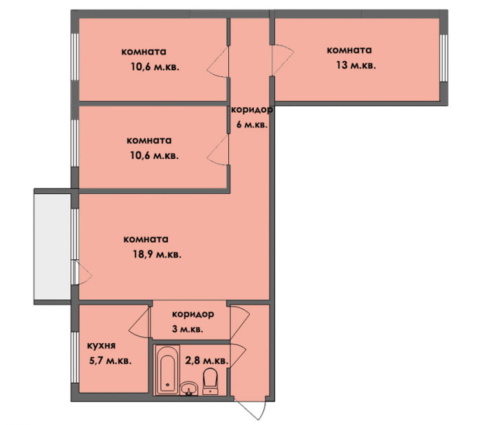 reforma de um apartamento de quatro cômodos em Khrushchevka