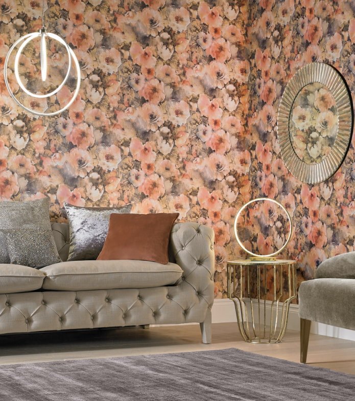 papel de parede com flores de pêssego
