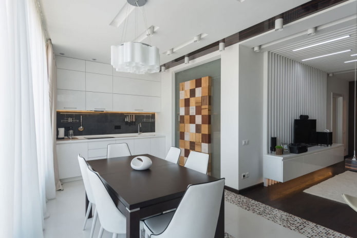 Cozinha em um apartamento de dois cômodos em estilo europeu