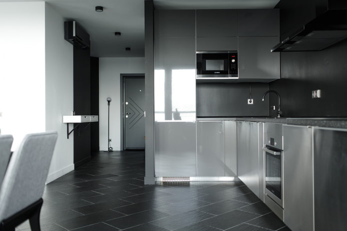 layout de pisos no interior da cozinha
