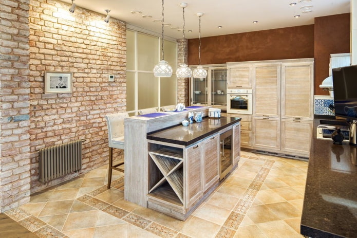pisos de cerâmica no interior da cozinha